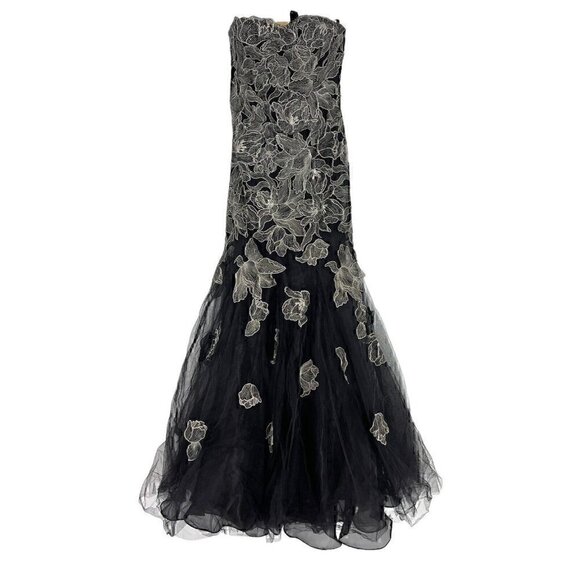 Alberto Makali Dresses & Skirts - NWT Alberto Makali Strapless Mermaid Gown Dress size 2 Floral Gunmetal Maxi